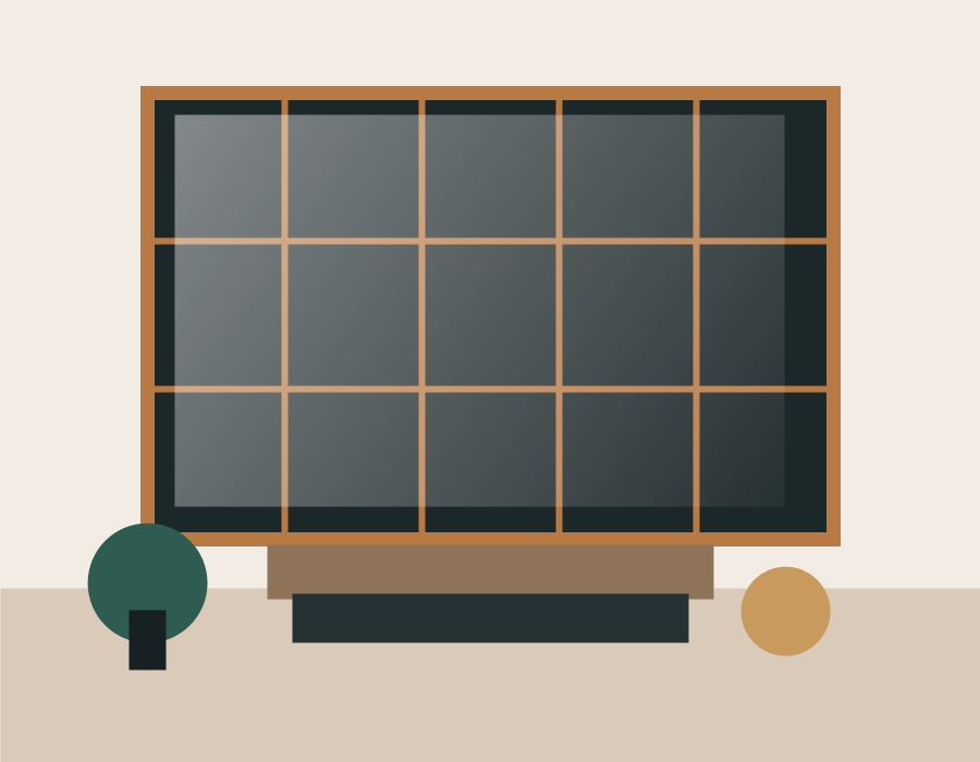 Grid wall mirror feature